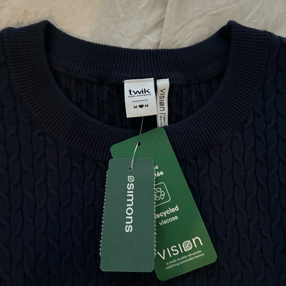 Navy blue cable knit Sweater - Picture 2 of 2